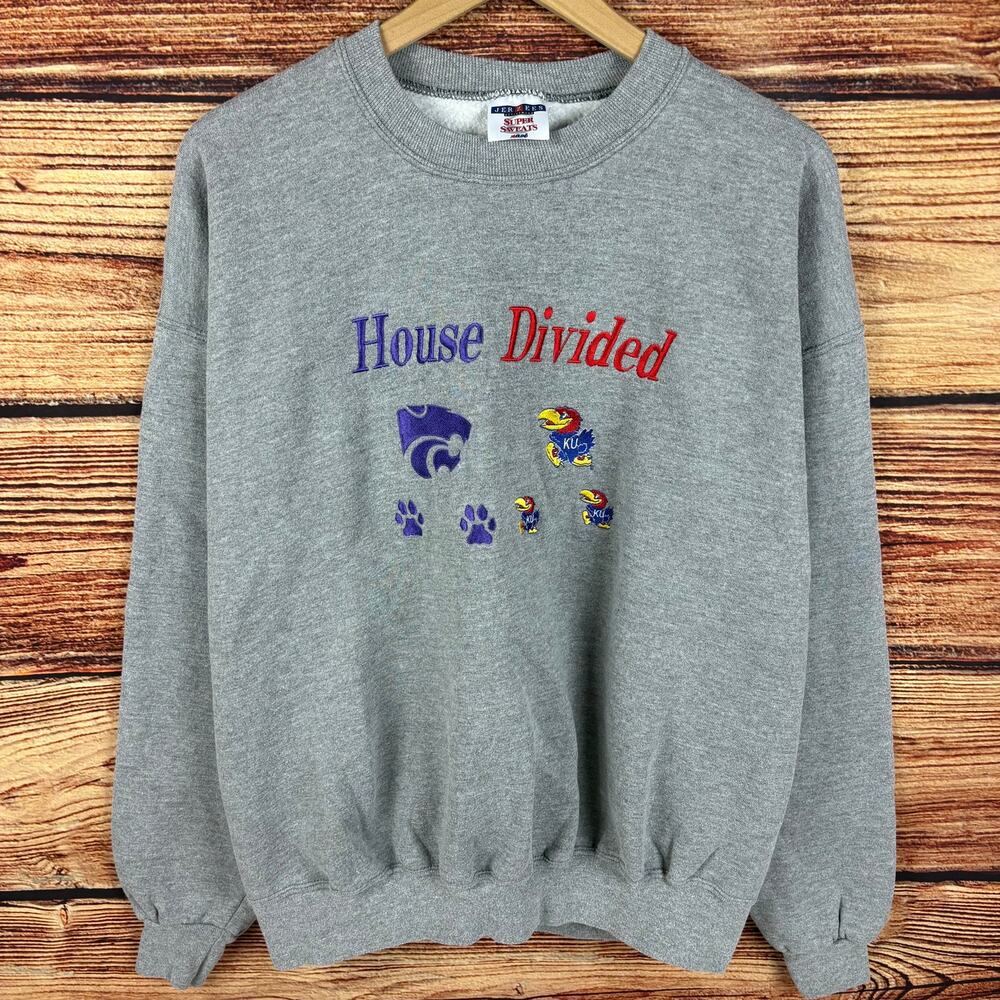 Vintage 1990s Jayhawks vs Wildcats A House Divided Crewneck